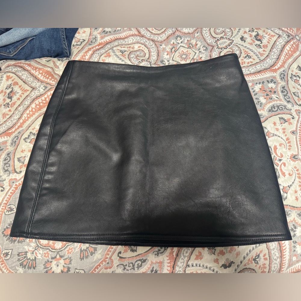 H&M Black Leather Mini Skirt